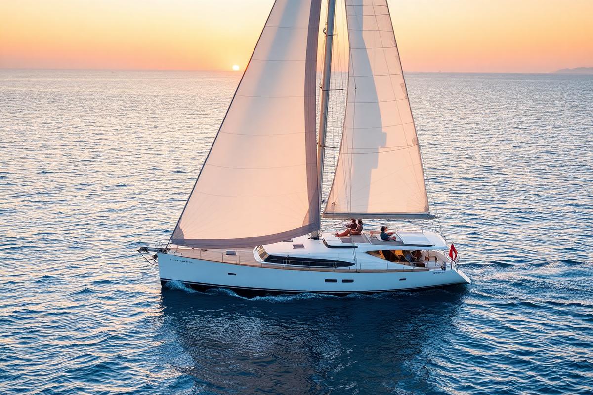 Barca a vela Sea Wolf al tramonto